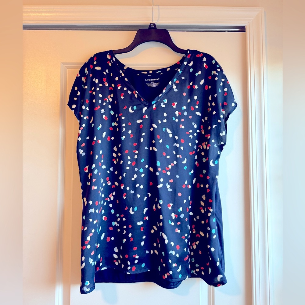 Navy confetti top